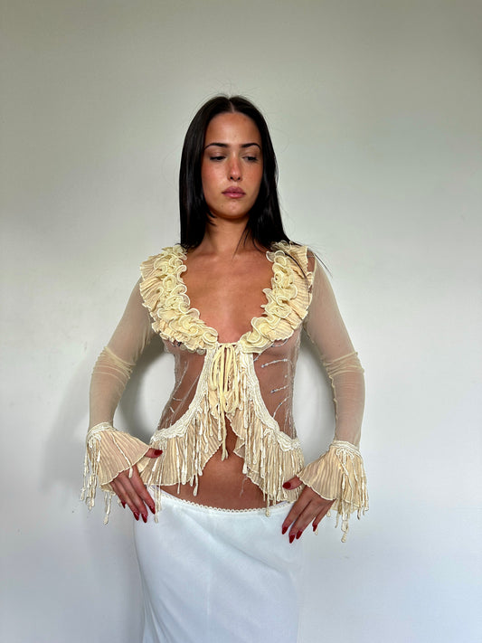 Sequin Ruffle Blouse