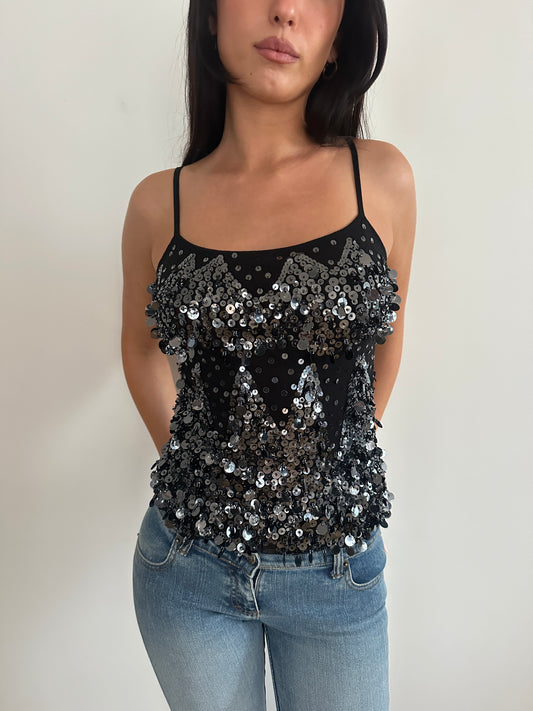Mesh Sparkle Cami Top