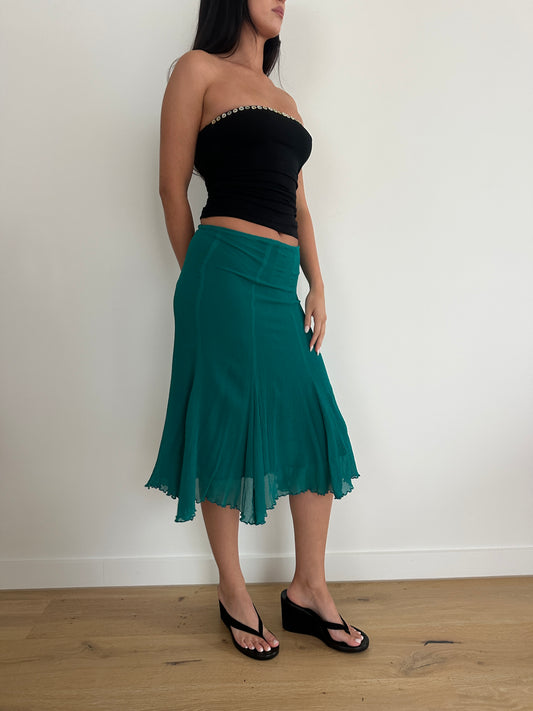 Teal Midi Flow Skirt