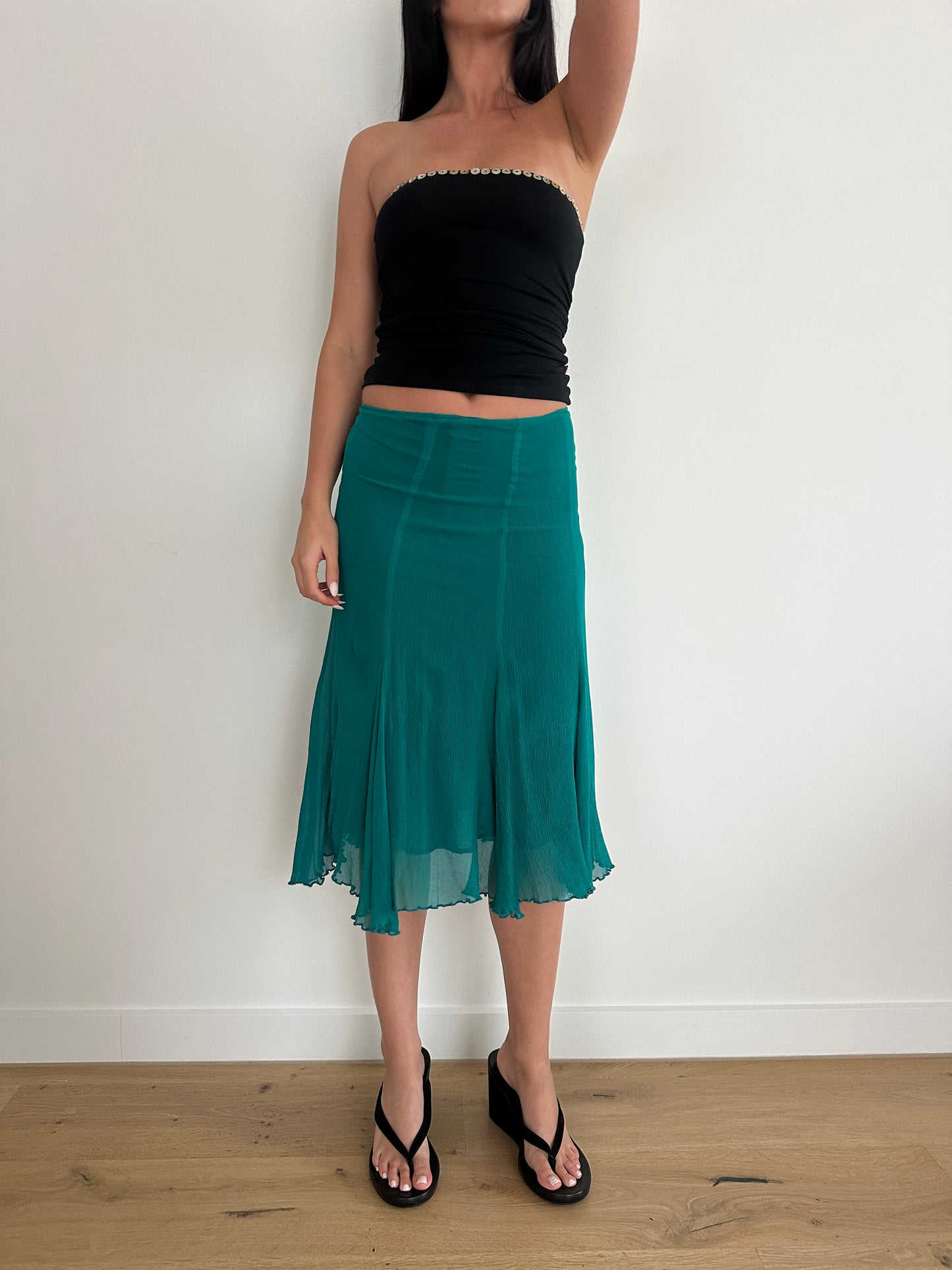 Teal Midi Flow Skirt