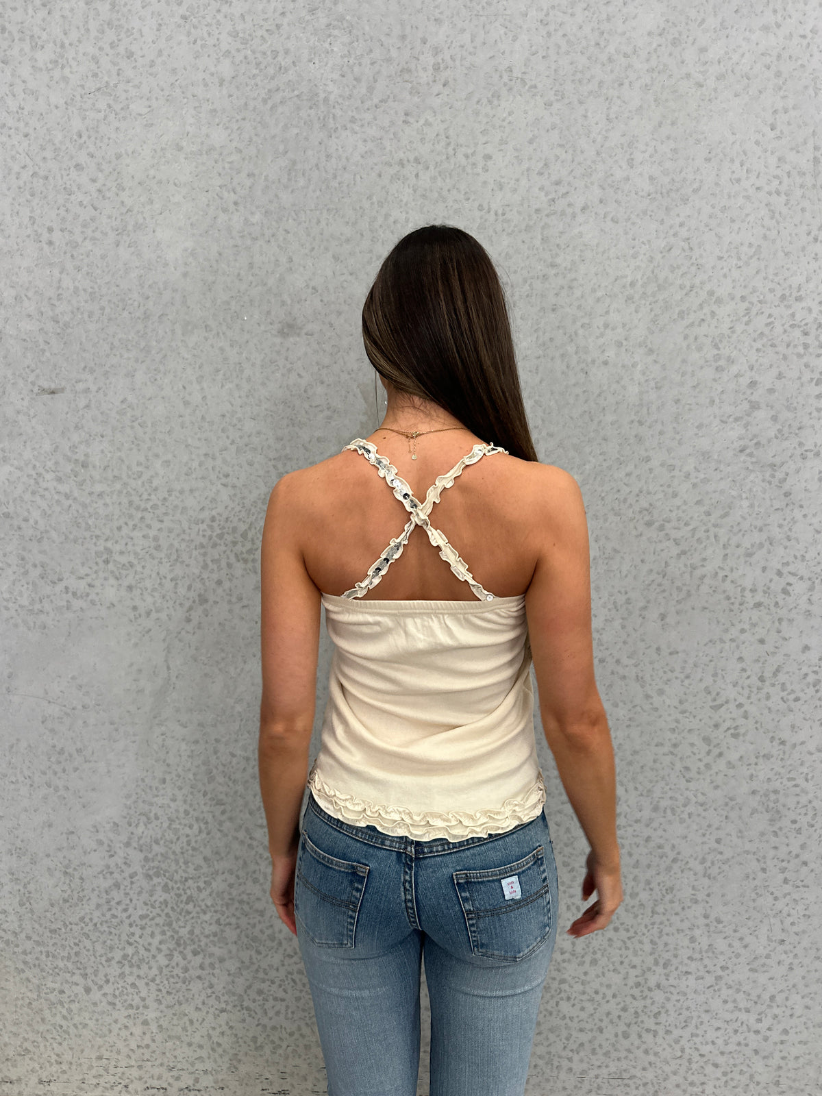 Cream Sequin Halter