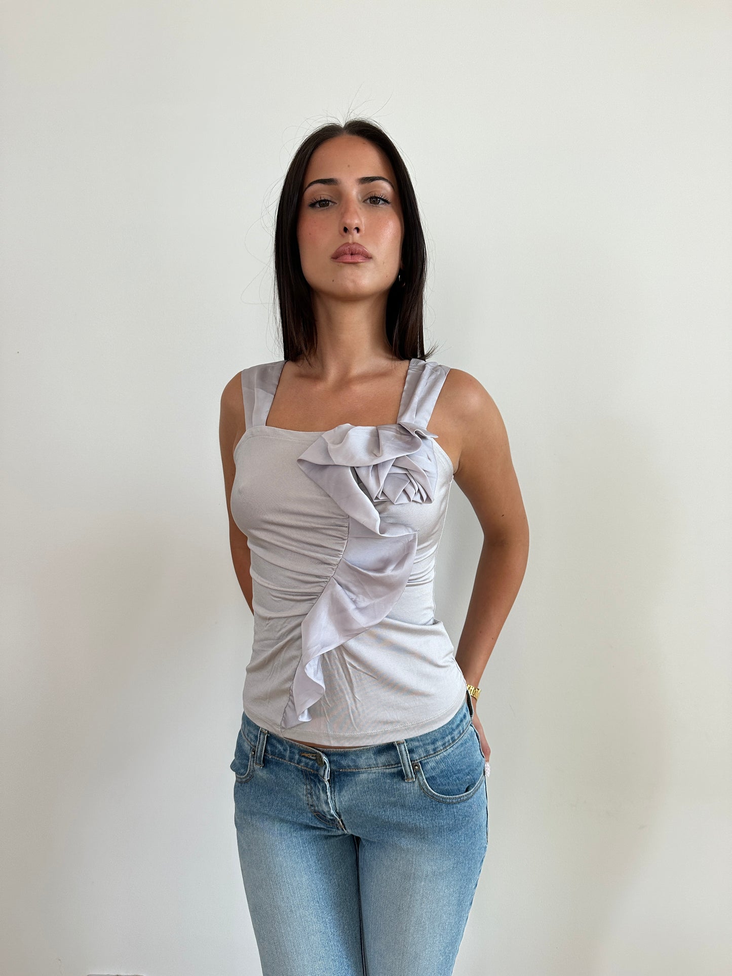 Grey Flower Top