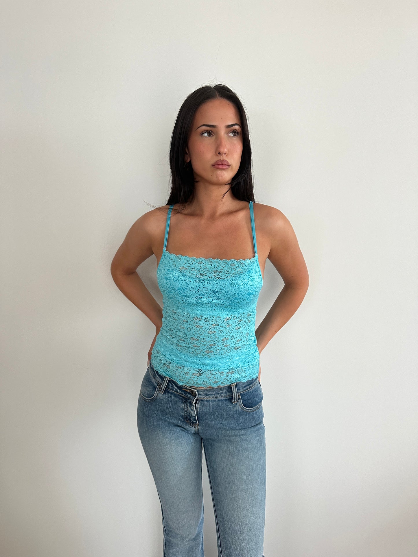 Blue lace cami