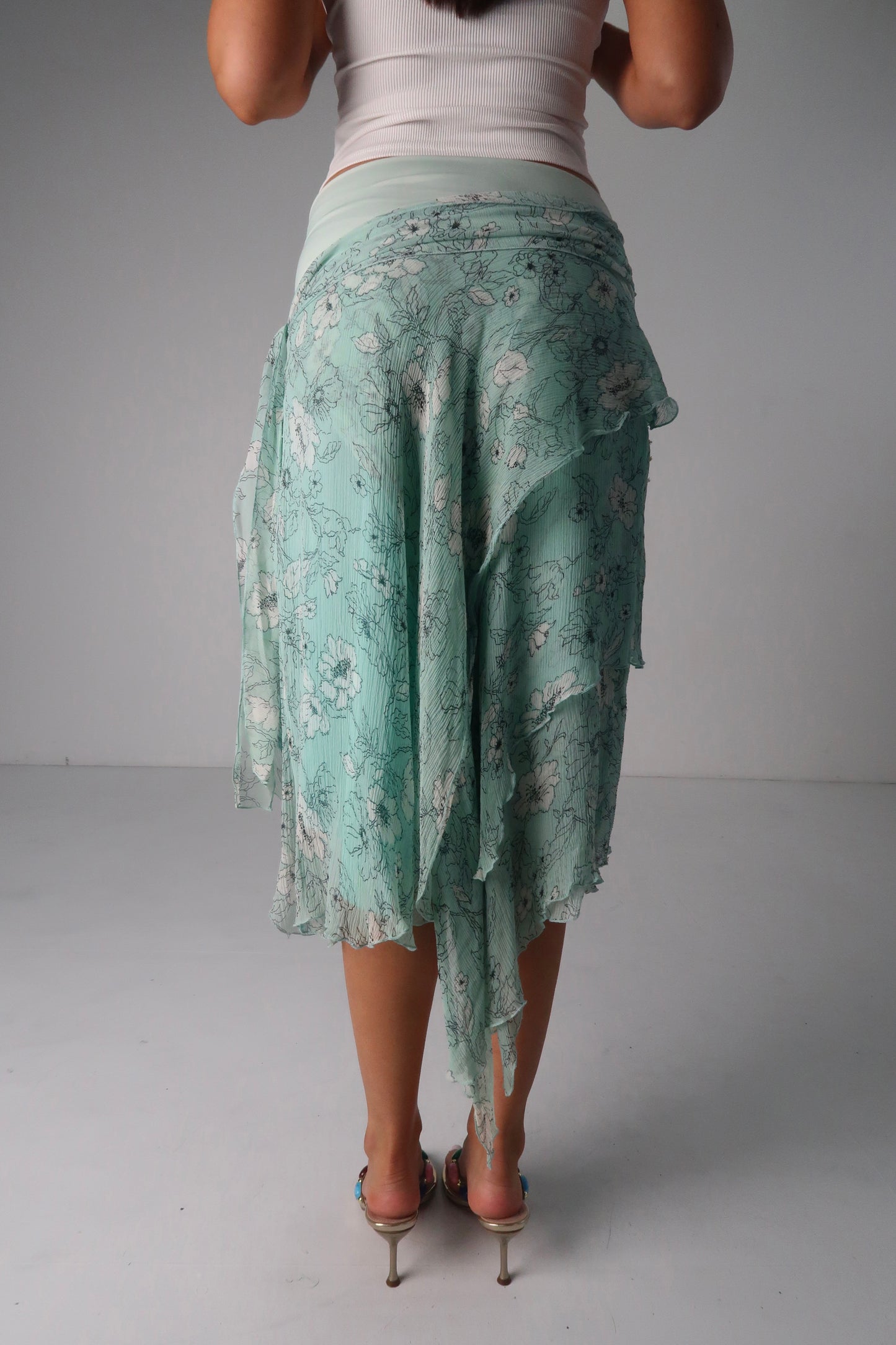 French Teal Midi Skirt