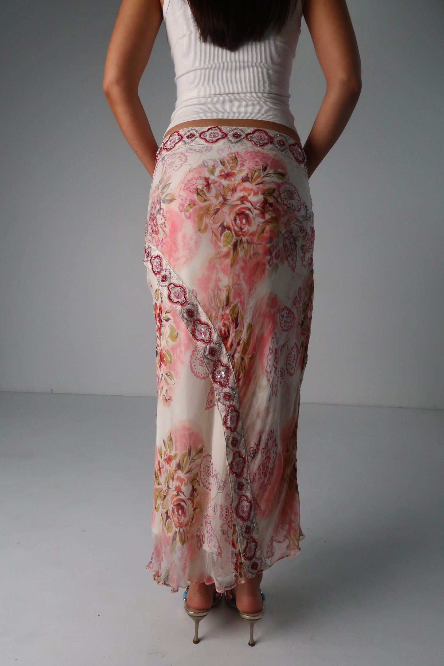 Beaded Italian Floral Skirt