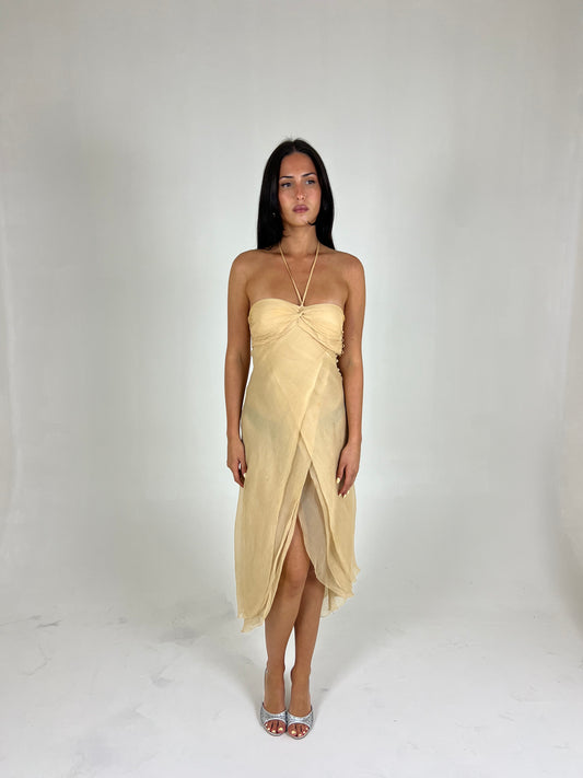 French Silk Split Midi Dress