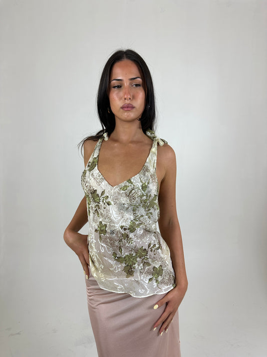 Tie Low Back Floral Cami
