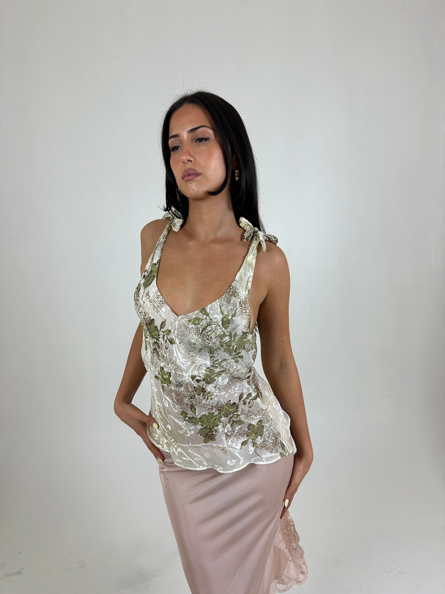 Tie Low Back Floral Cami