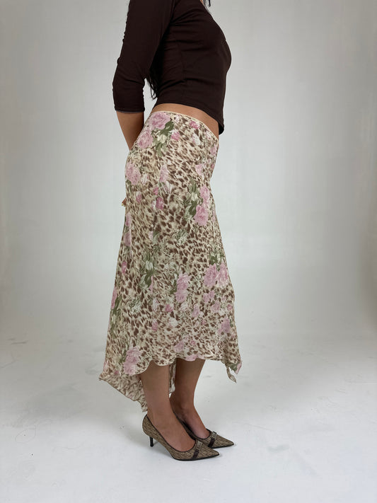 Cheetah Floral Midi Skirt