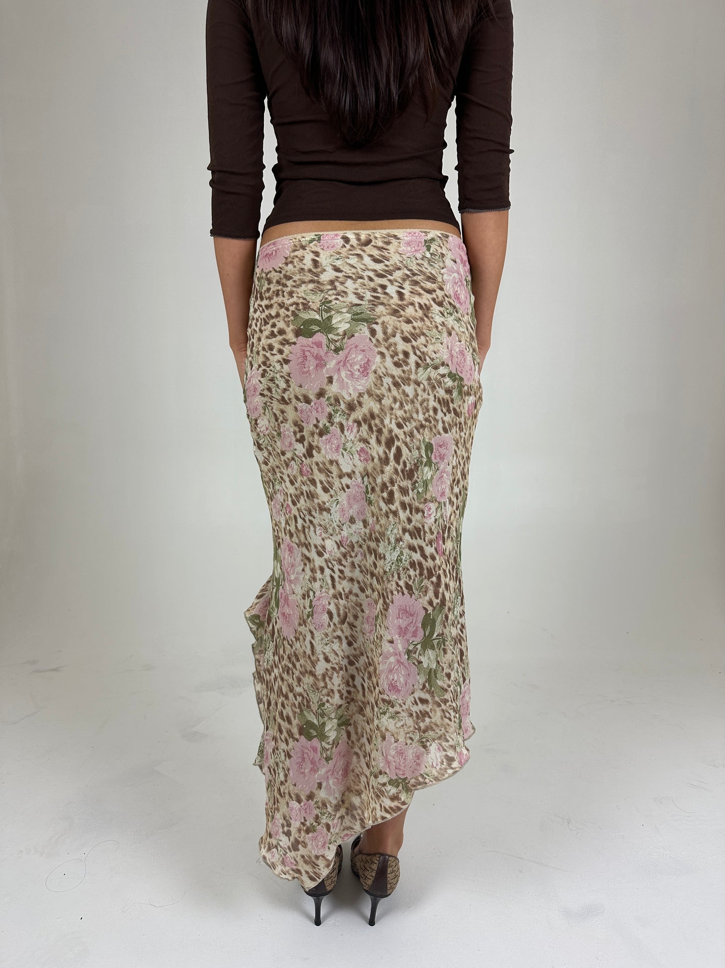 Cheetah Floral Midi Skirt