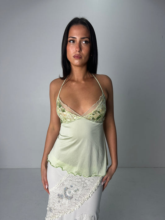 Lime Tie Halter