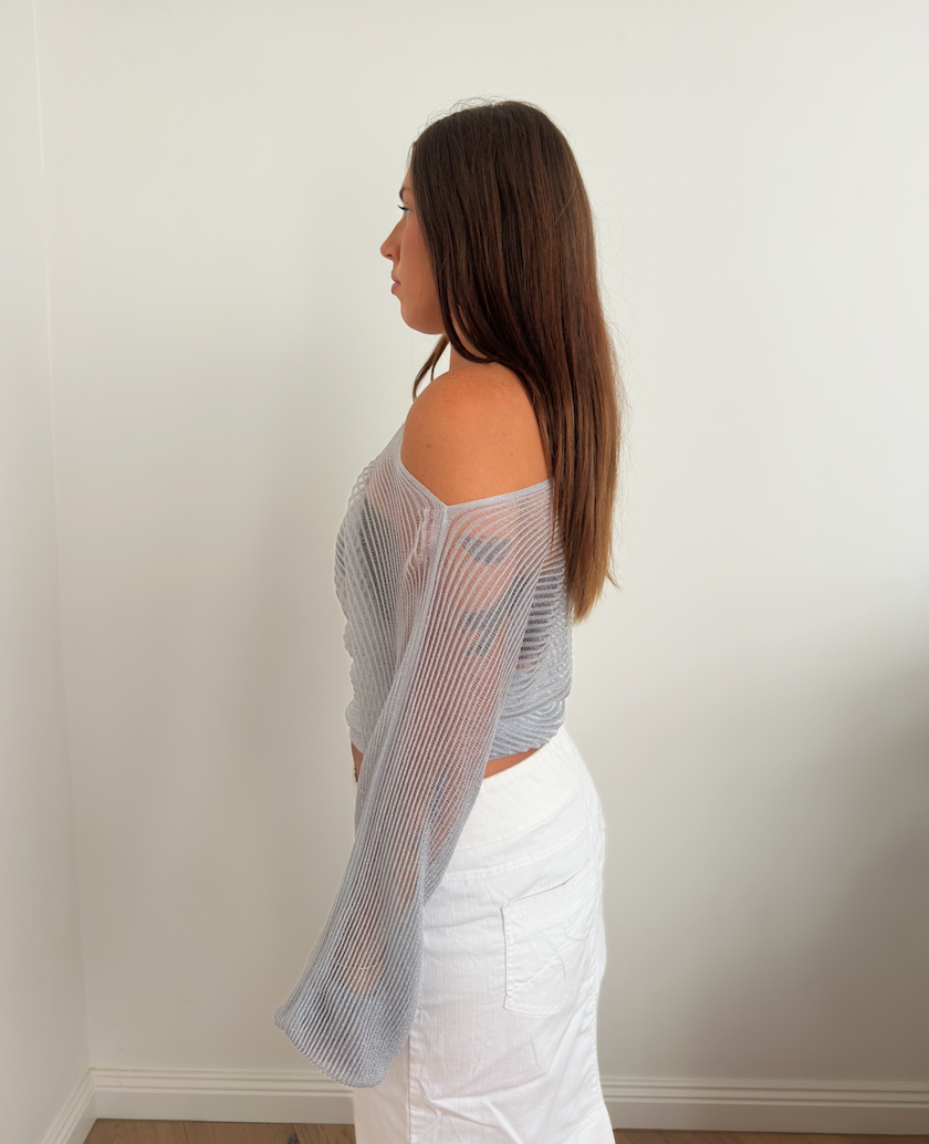 Silver Off Shoulder Top