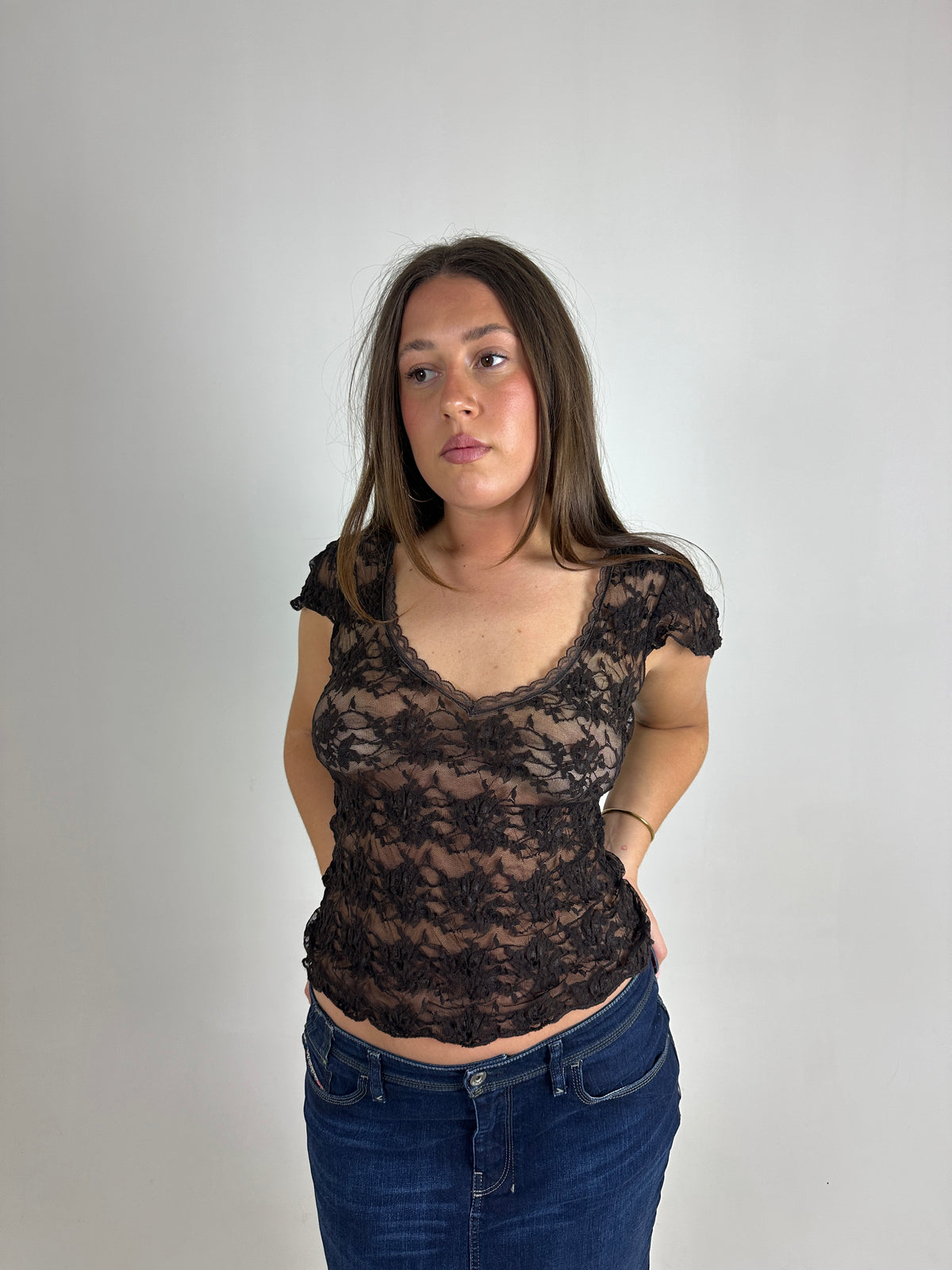 Brown Lace Top