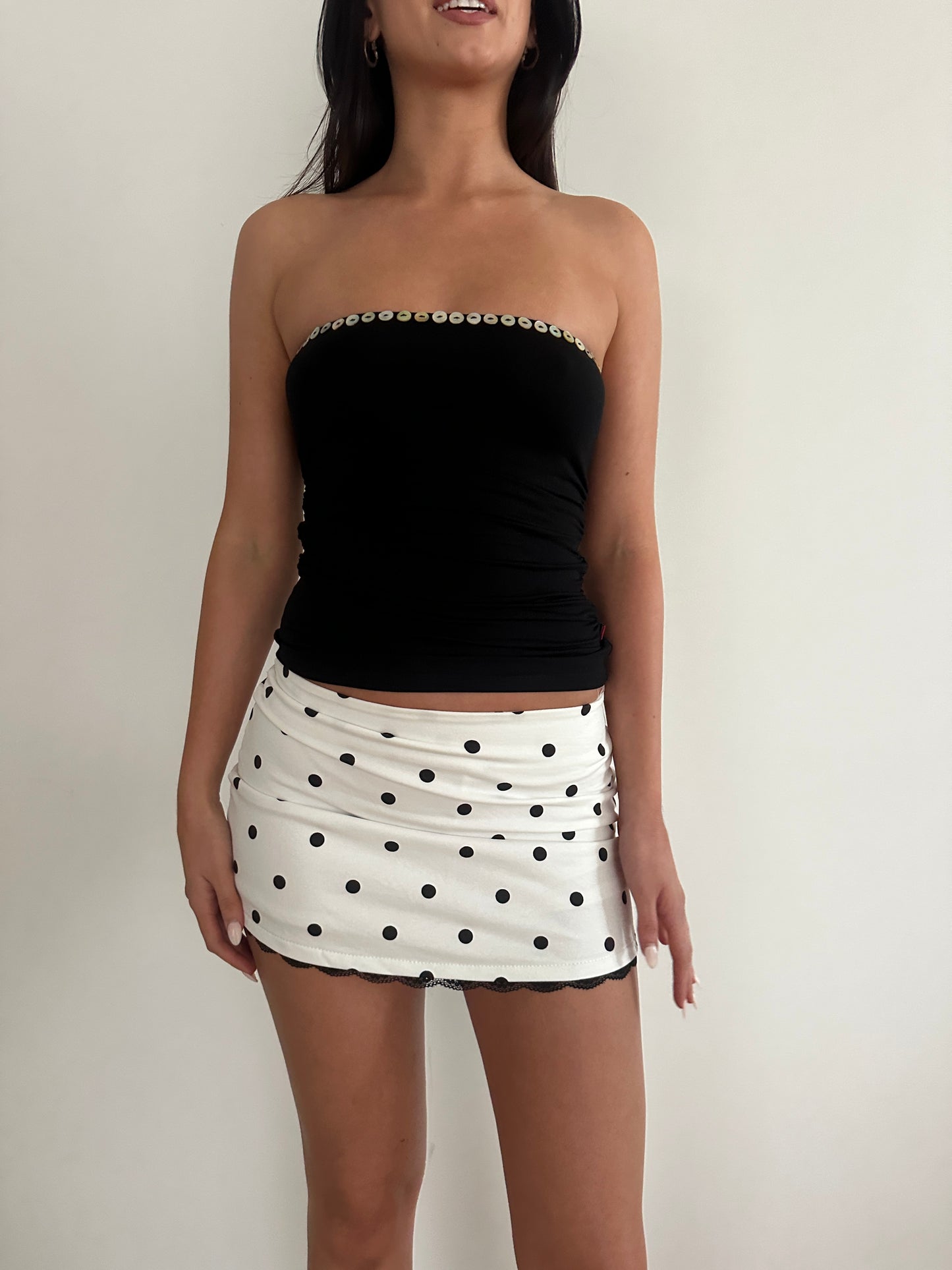 White Polka Mini Skirt