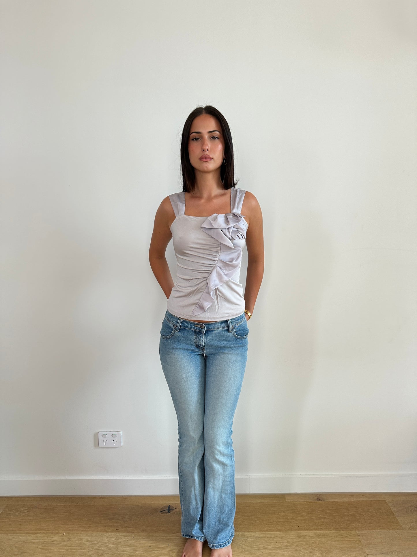 Grey Flower Top