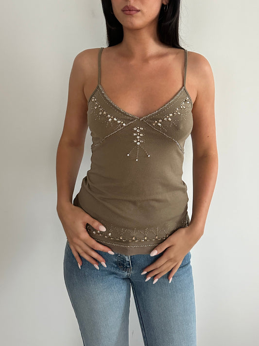 Khaki Embellished Cami