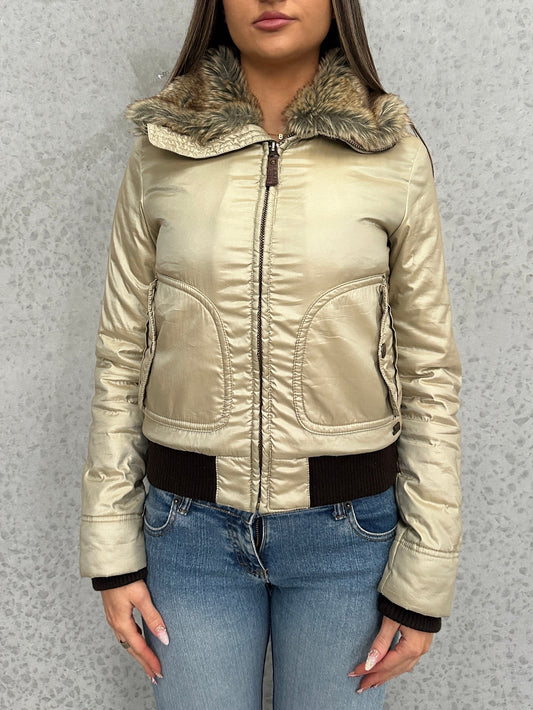 Miss Sixty Gold Fur Puffer