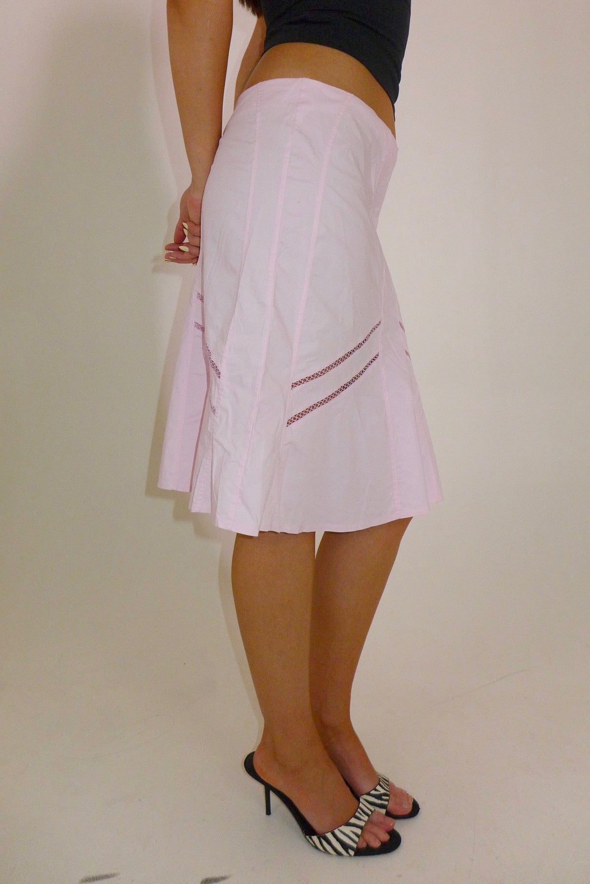 Pink Cotton Midi Skirt