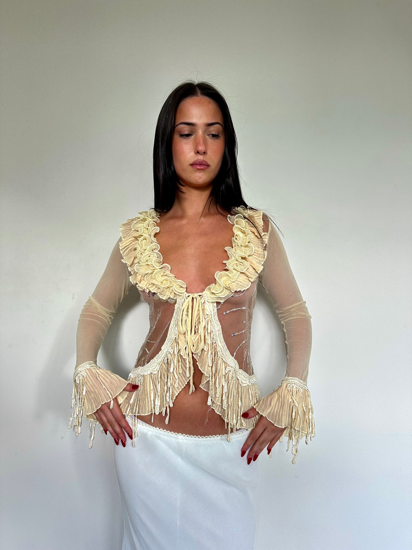 Sequin Ruffle Blouse