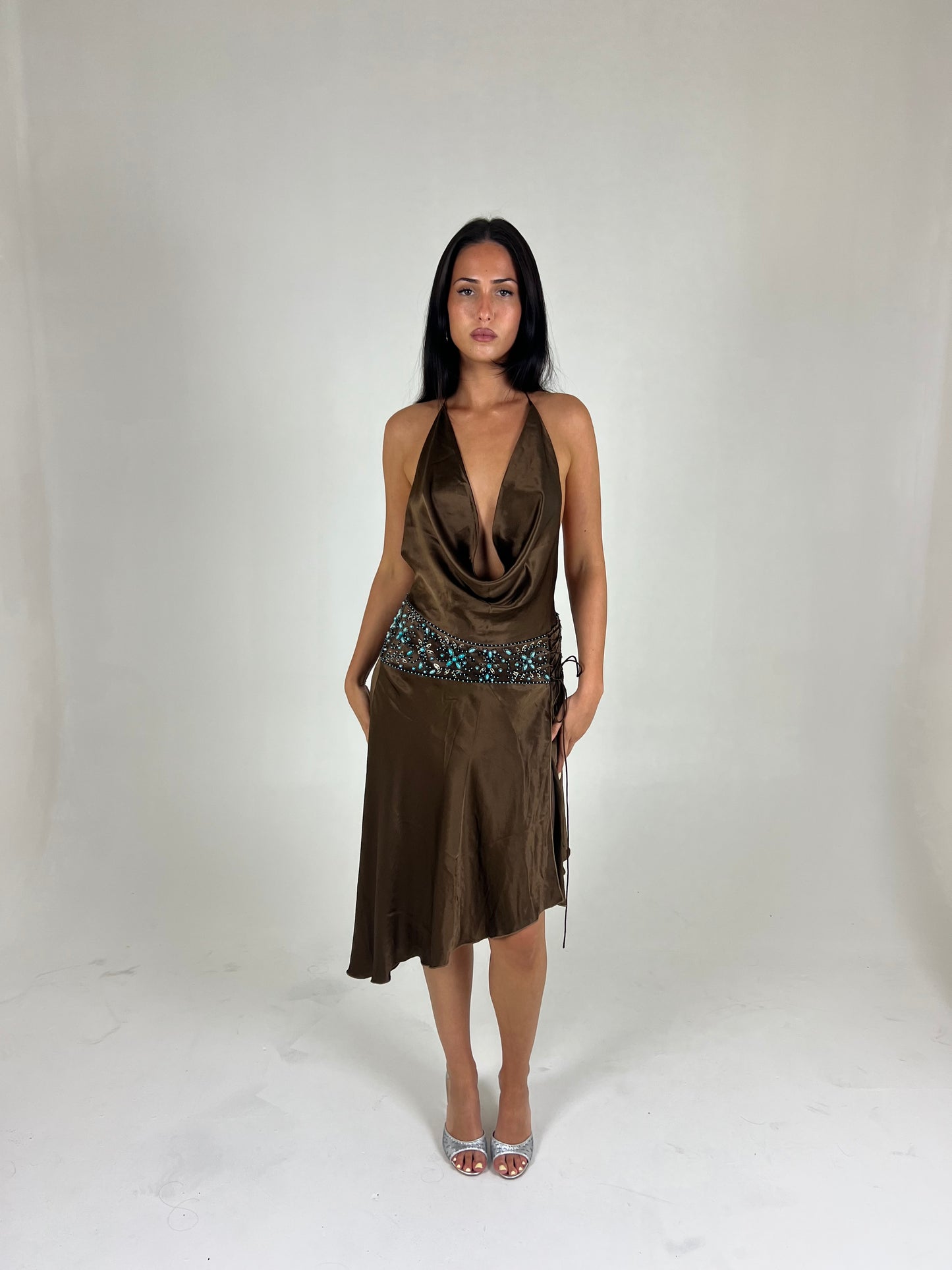 Ruth Tarvyas Silk Backless Midi