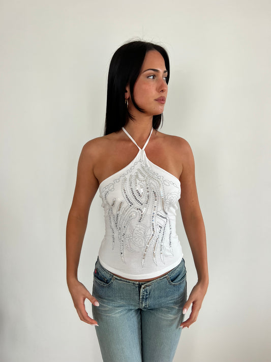 White Sequin Halter