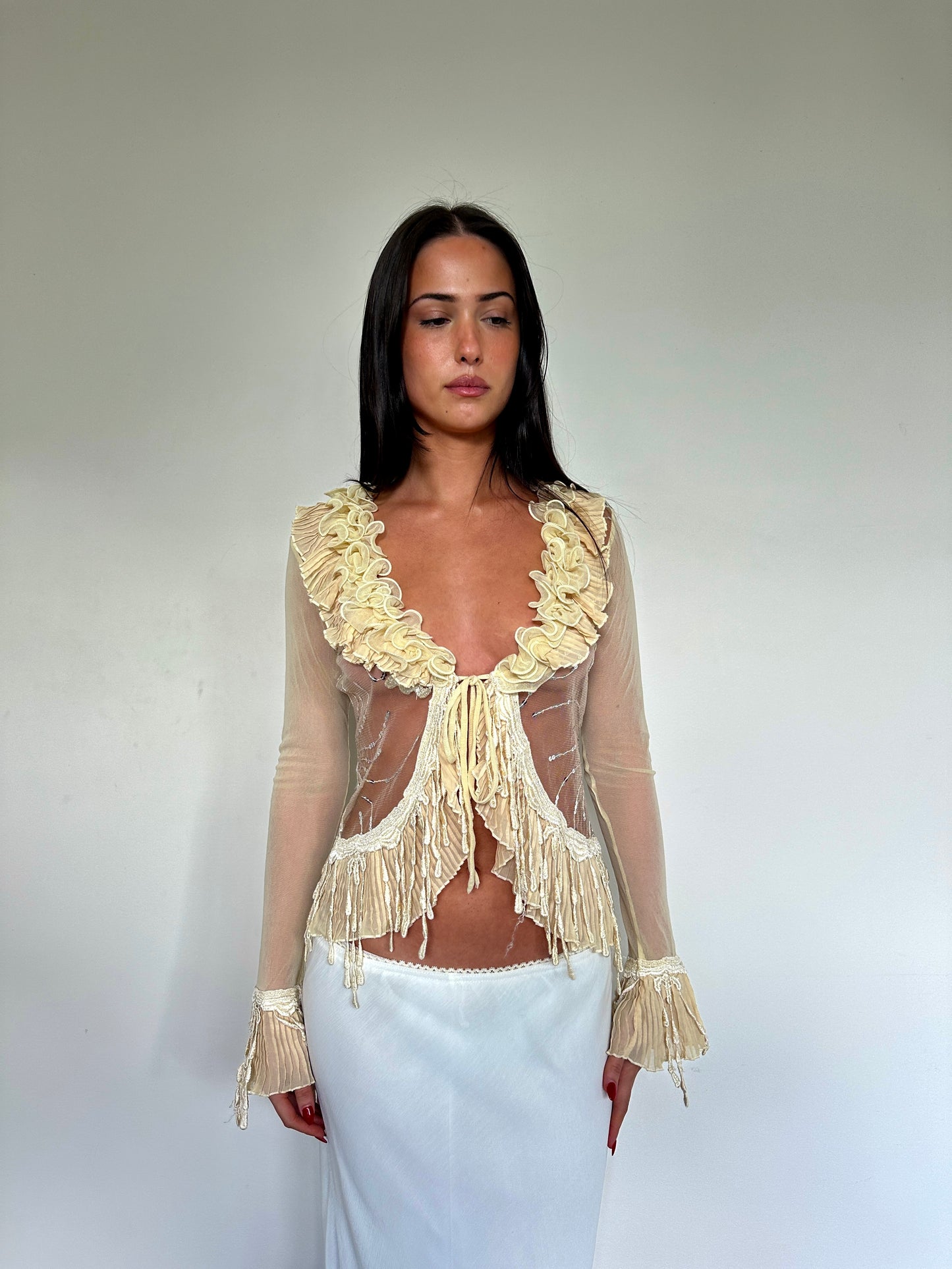 Sequin Ruffle Blouse