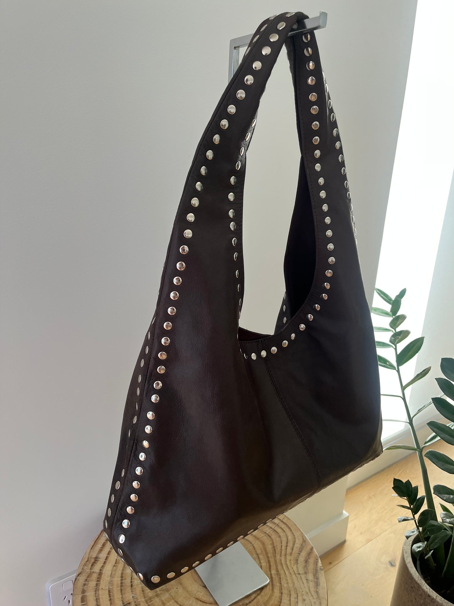 Large Brown Studded Leather Bag