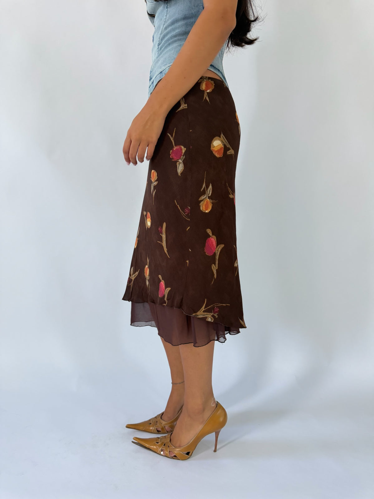 Brown Floral Midi