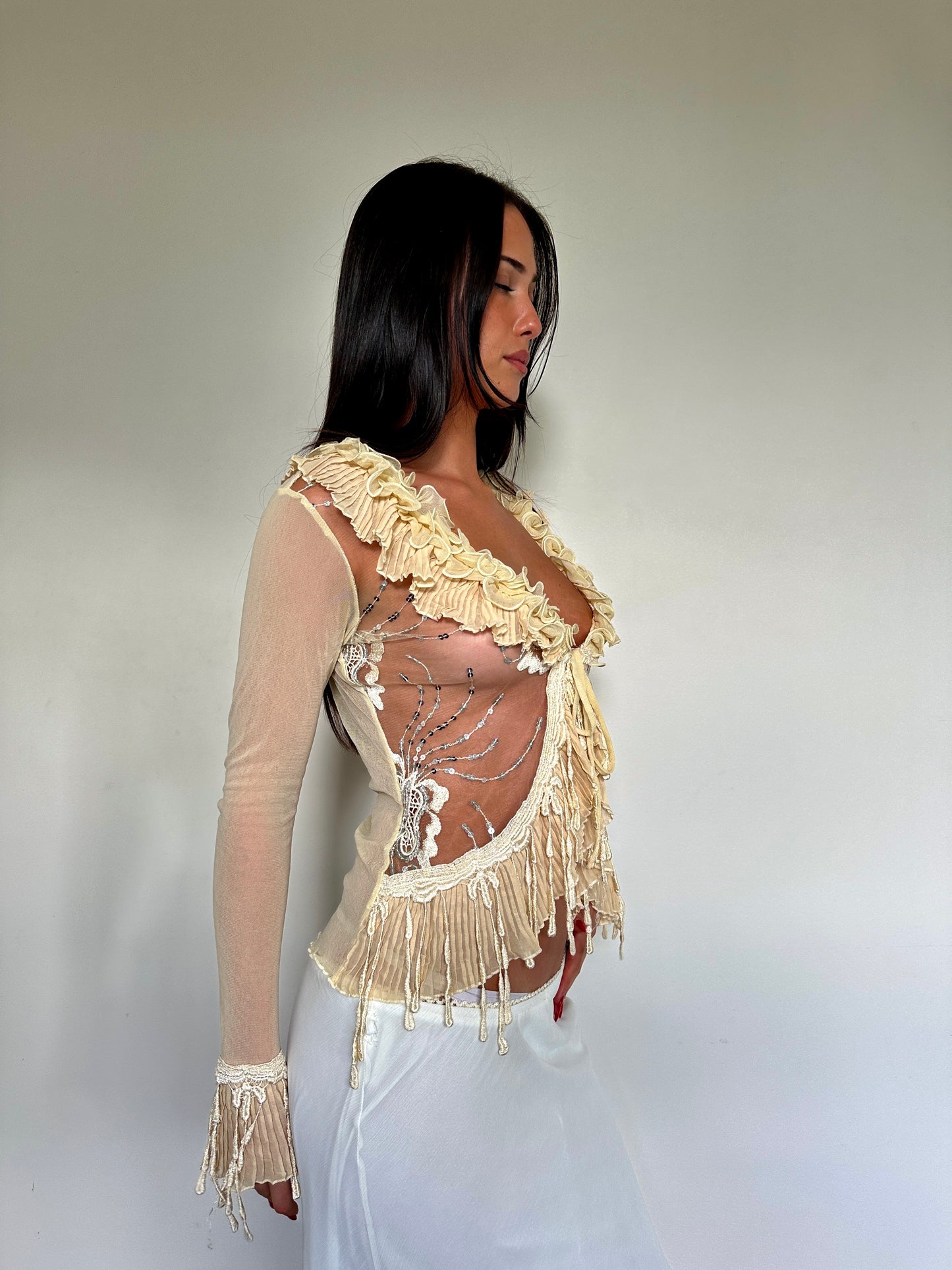 Sequin Ruffle Blouse
