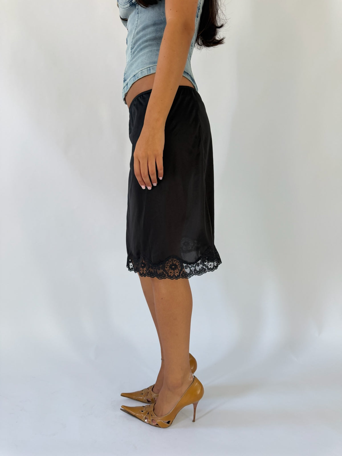 Lace Trim Slip Midi