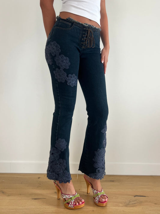 Low rise Bootcut Crochet Jeans