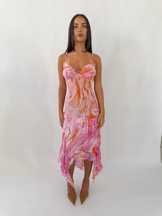 Swirl Silk Midi Dress