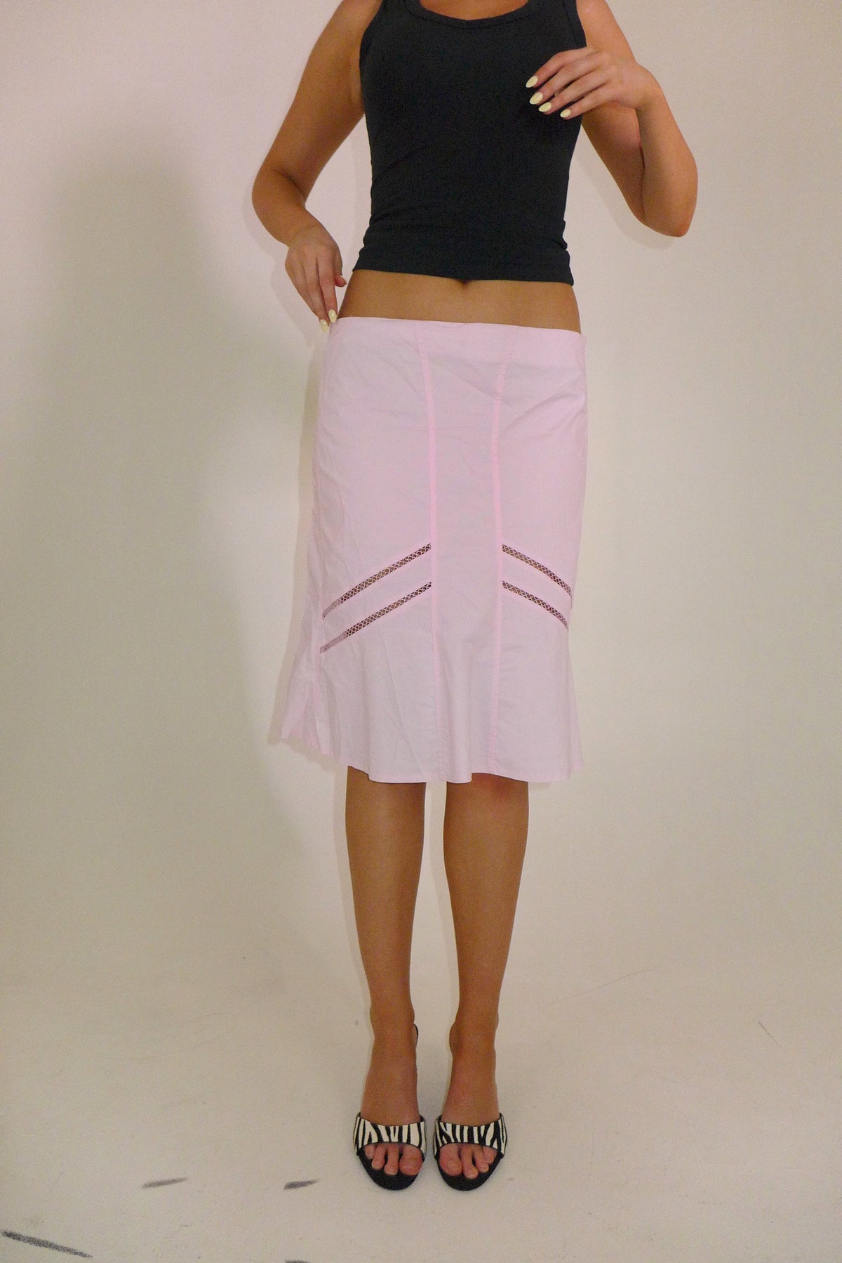 Pink Cotton Midi Skirt