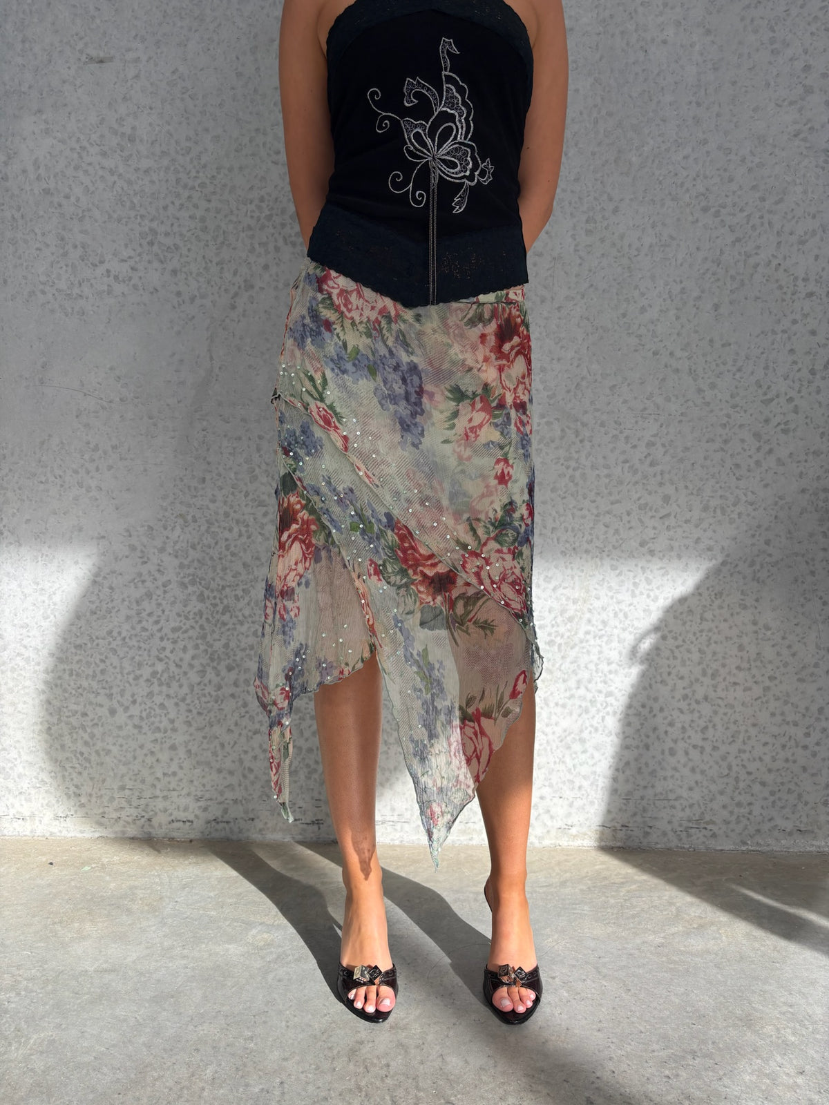 Beaded Floral Midi