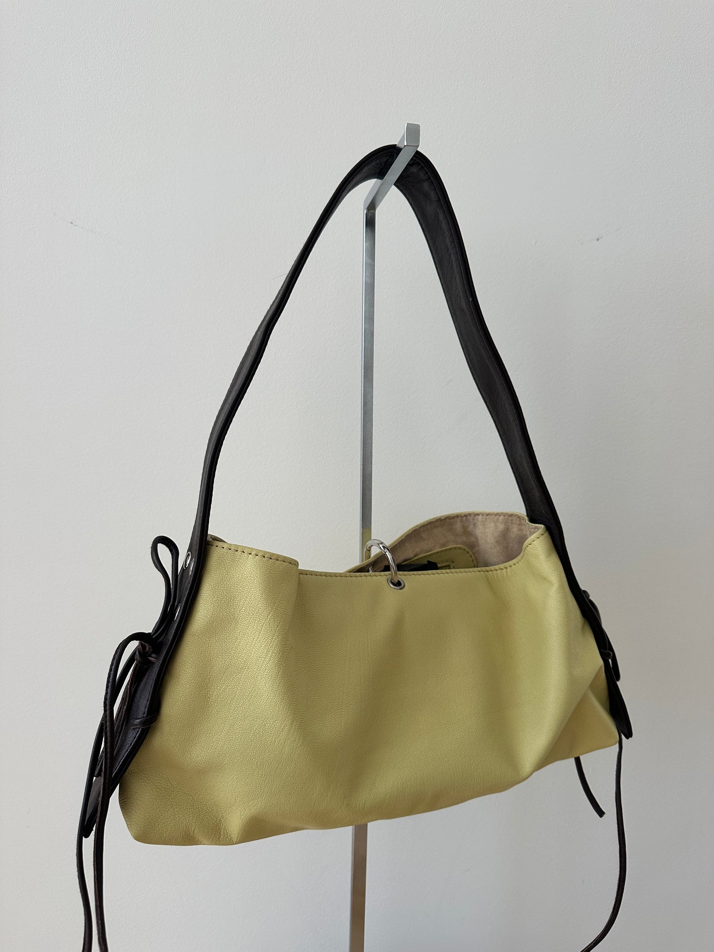 Yellow and Brown Leather Bag