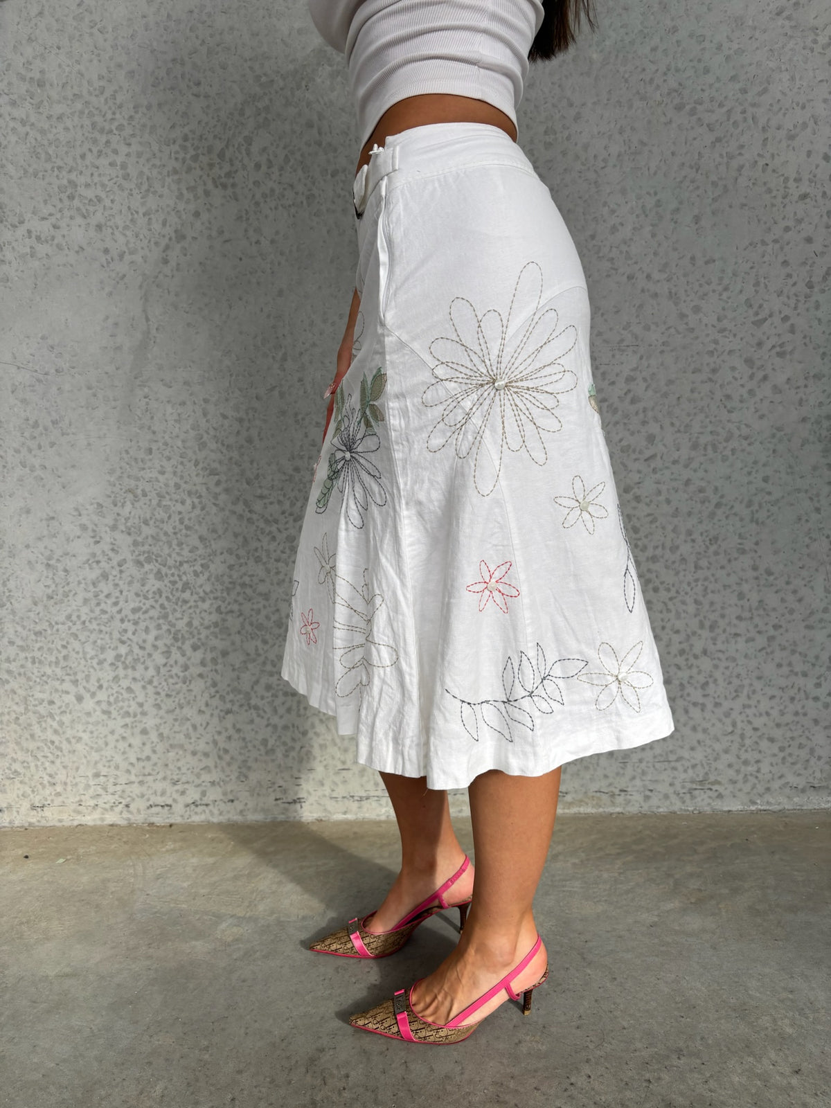 Embroidered Linen Midi