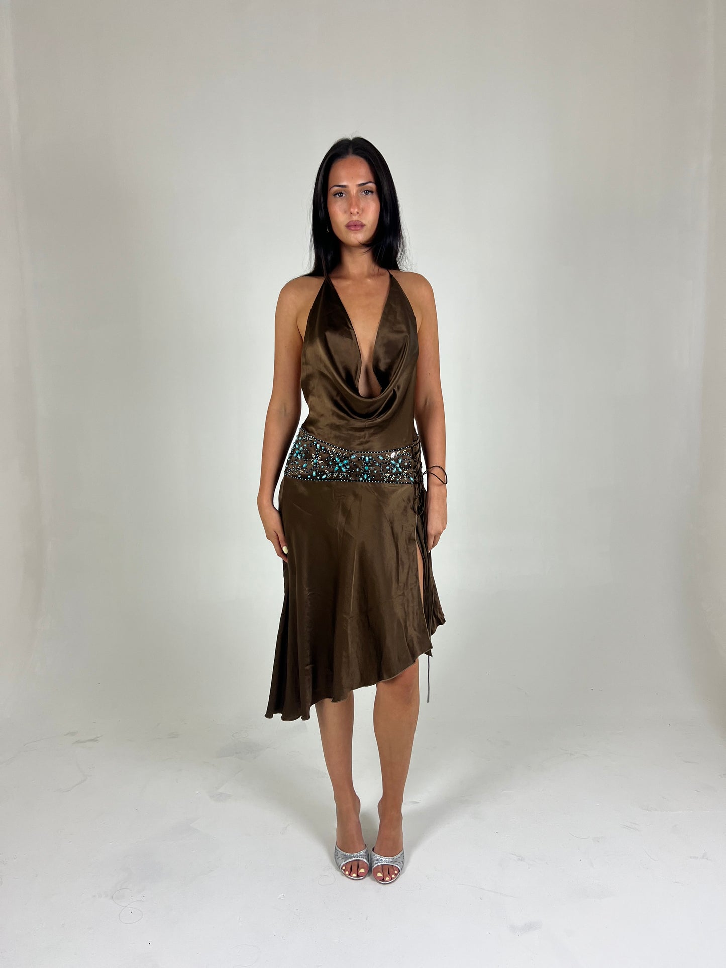 Ruth Tarvyas Silk Backless Midi