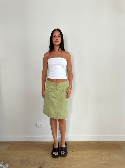 Green Cargo Midi Skirt