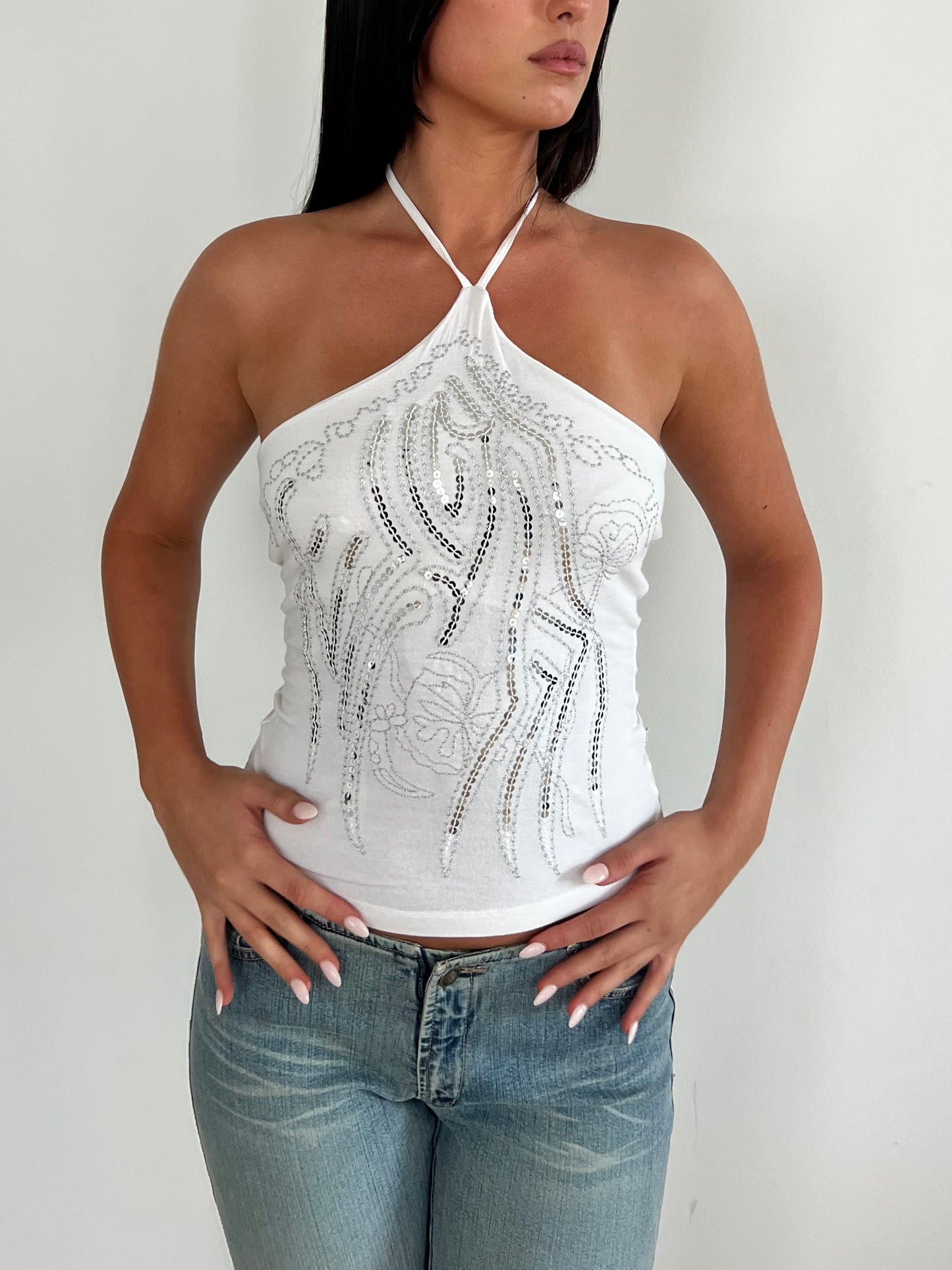 White Sequin Halter