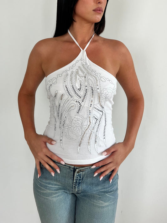 White Sequin Halter