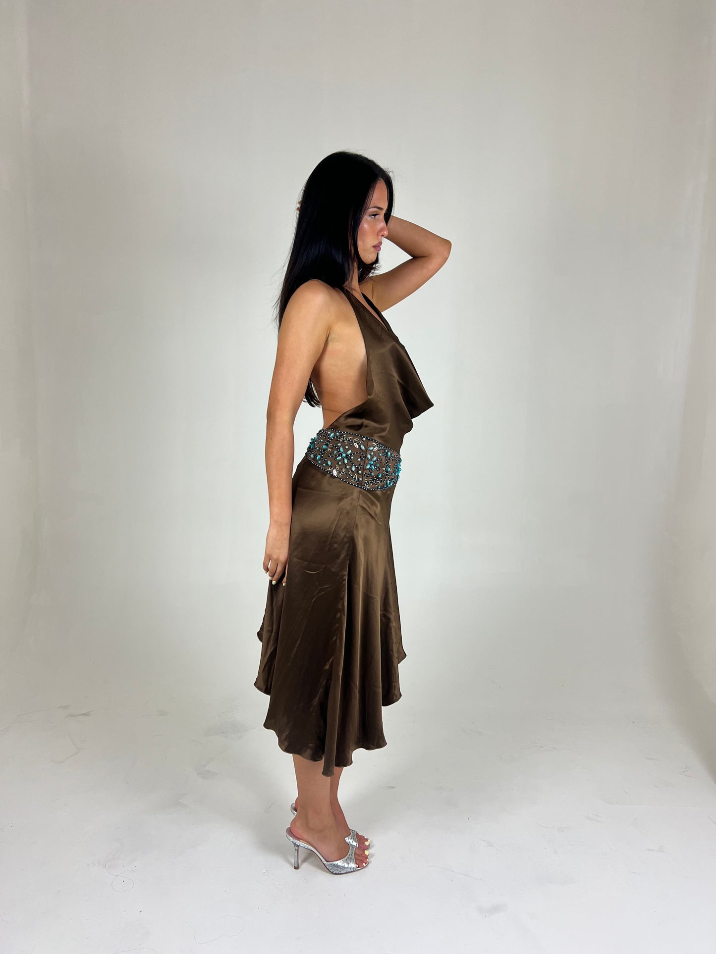 Ruth Tarvyas Silk Backless Midi