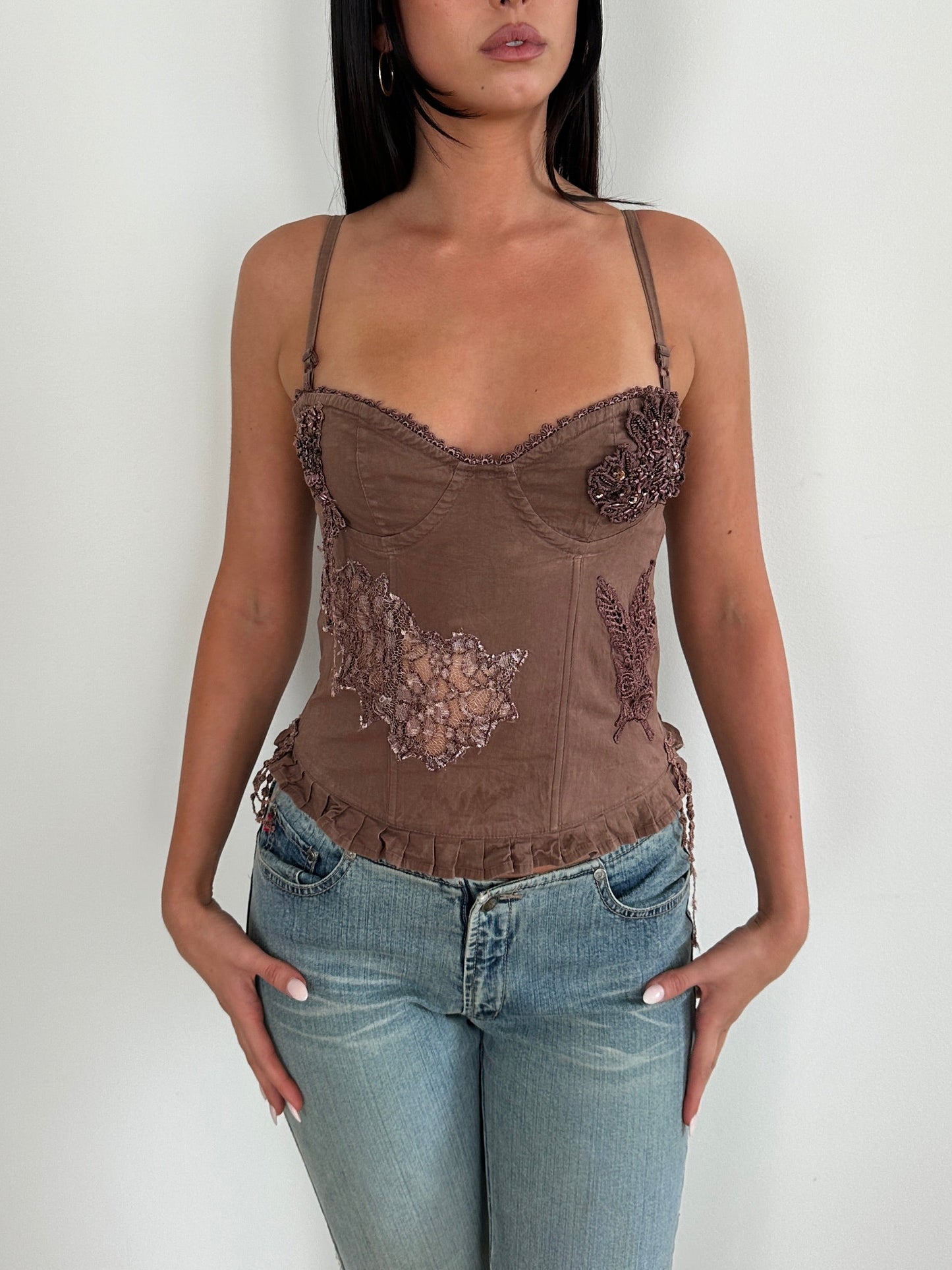 Brown Beaded Corset
