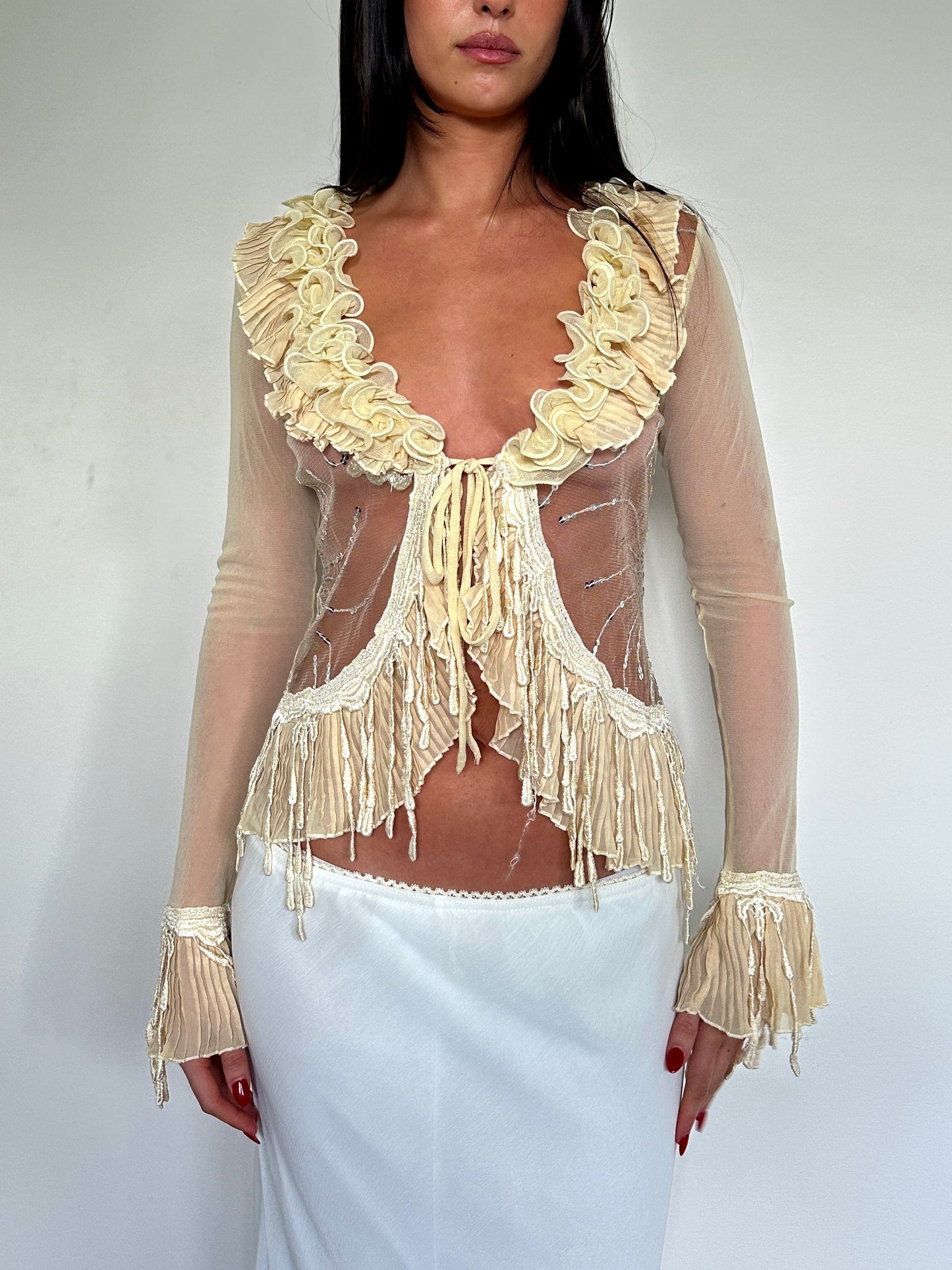 Sequin Ruffle Blouse