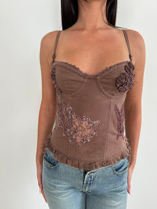 Brown Beaded Corset