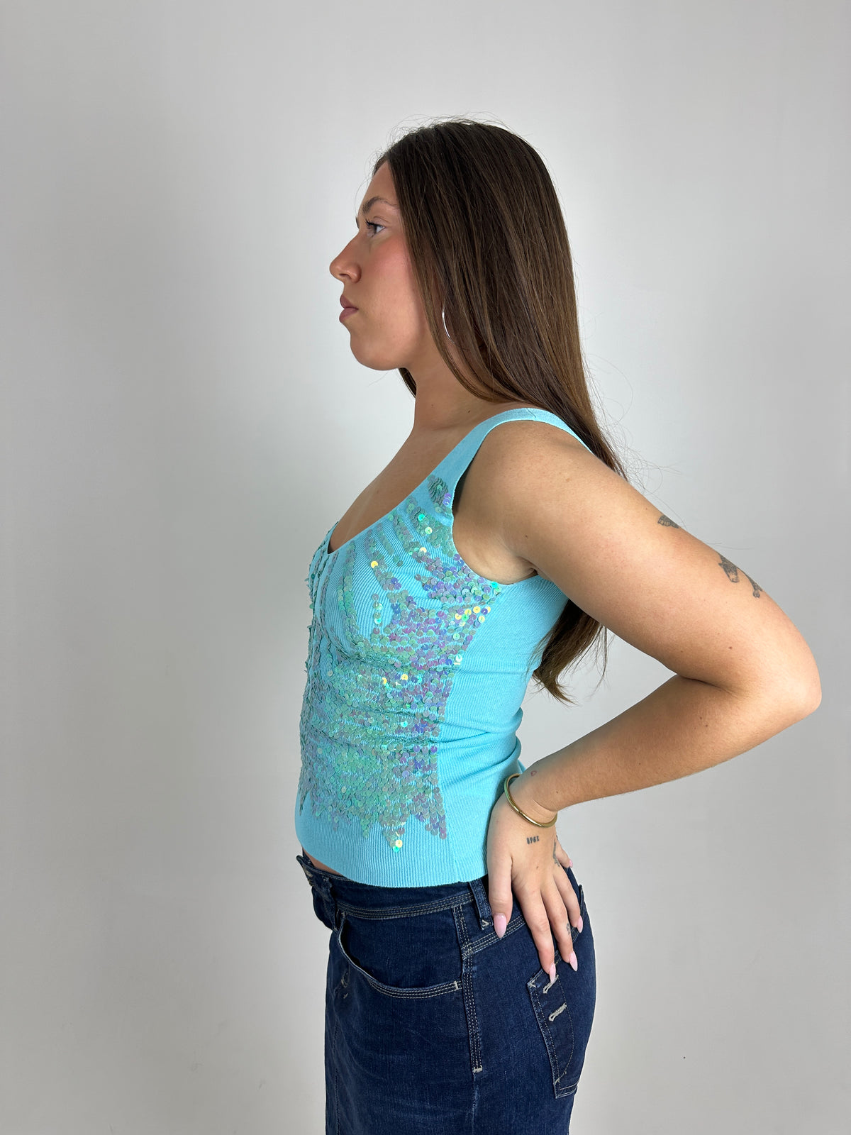 Aqua Sequin Cami
