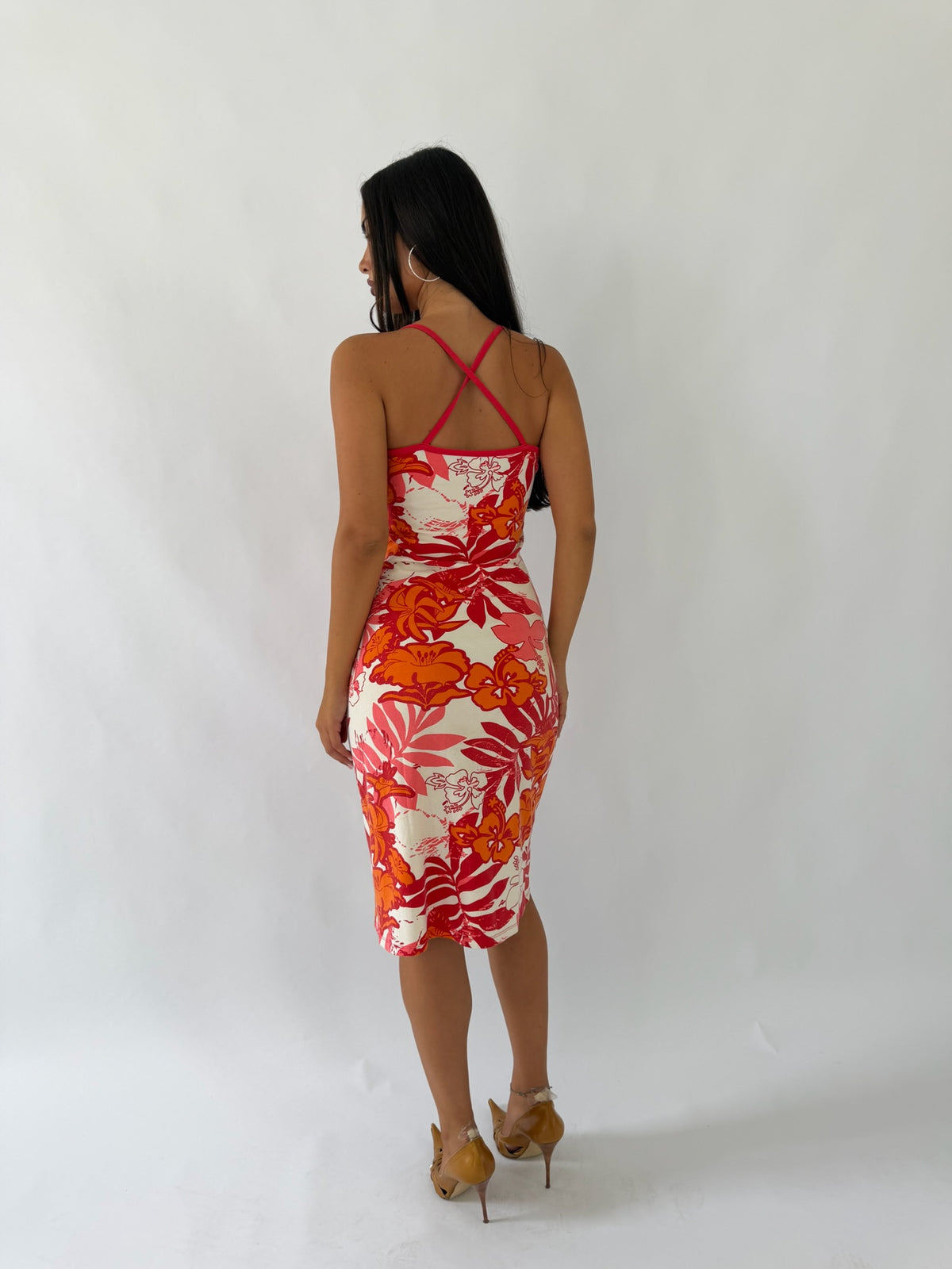 Hawaiian Floral Midi Dress