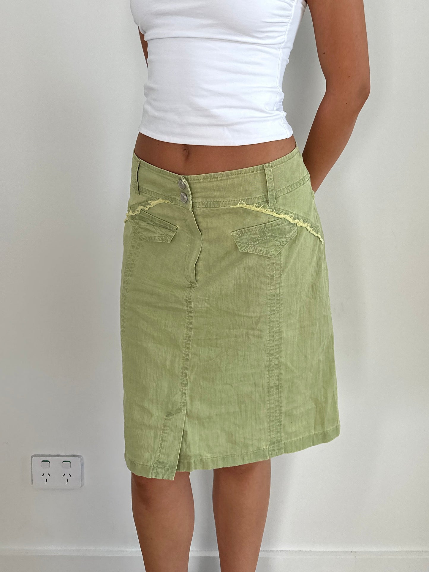 Green Cargo Midi Skirt