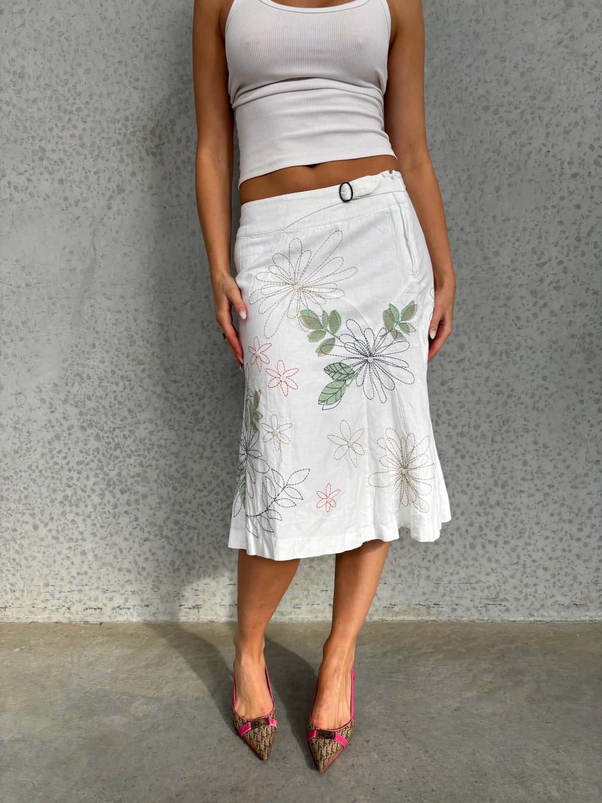Embroidered Linen Midi