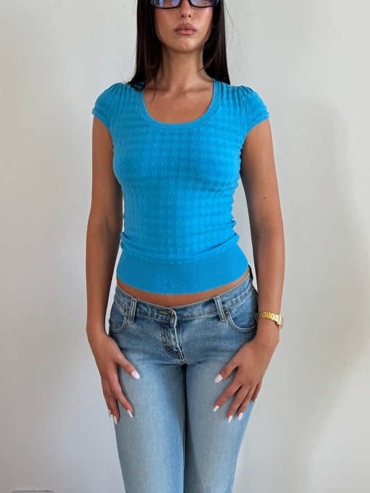 Blue knit top
