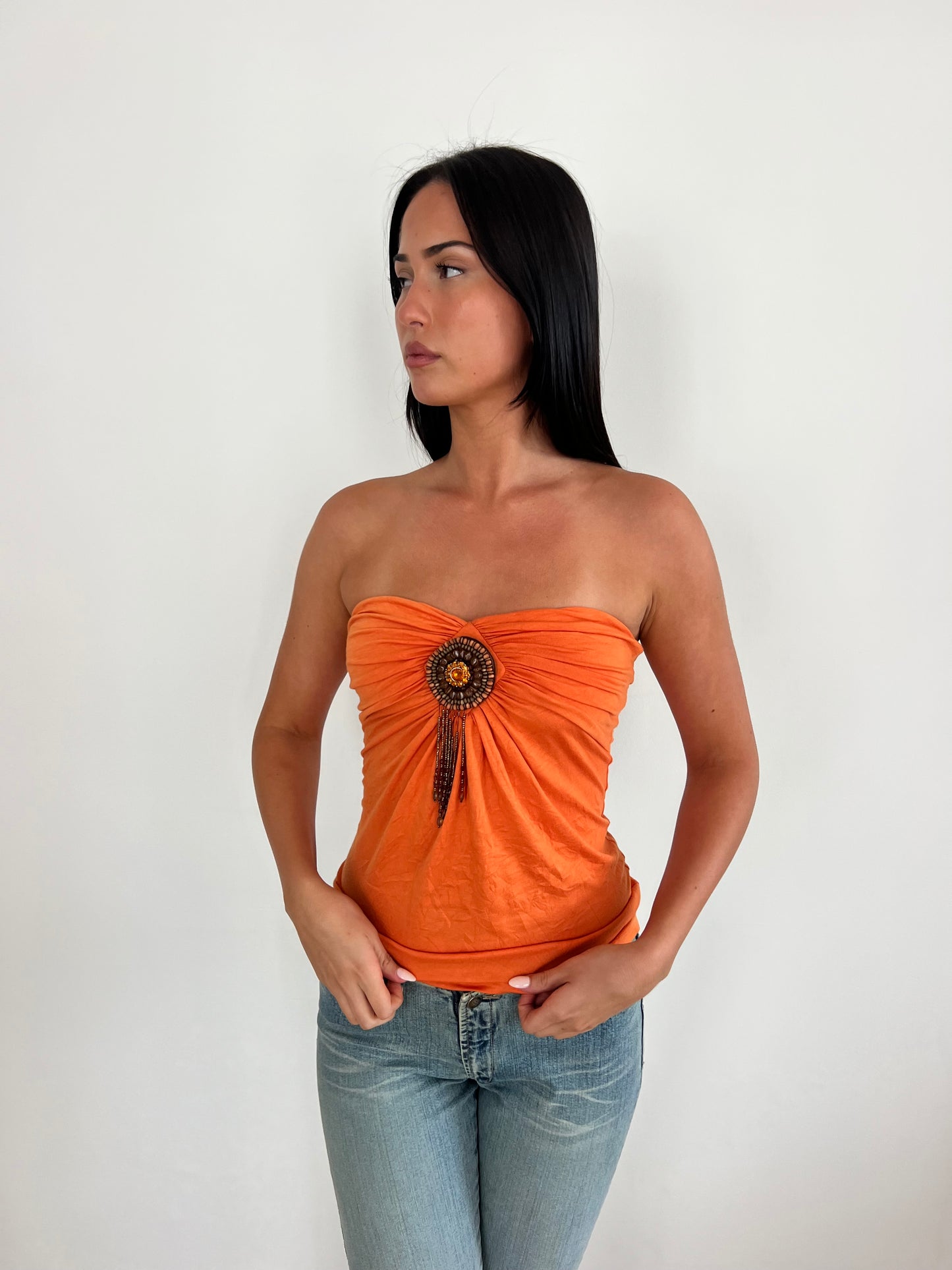 Orange Beaded Halter